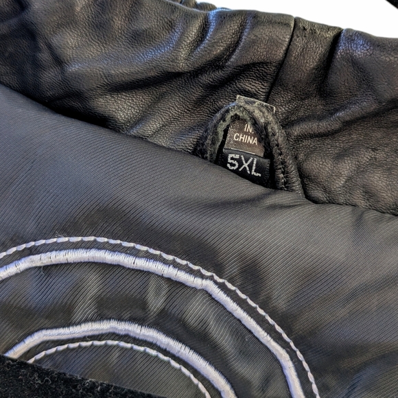 Italian Lamb Skin Embroidered Men's Leather Jacket with Fur Trimmed Hood Size 5x - Picture 16 of 16